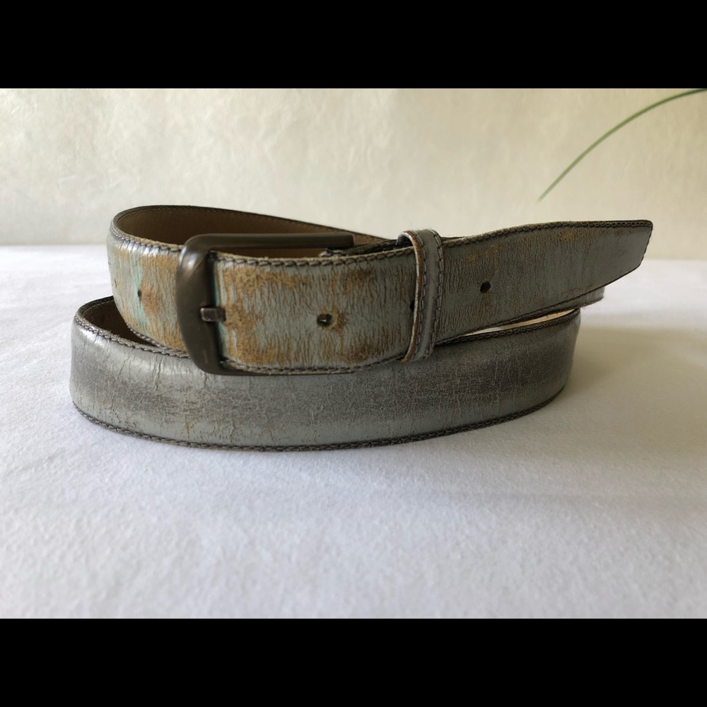 Antique full grain cowhide leather gray belt 100/40